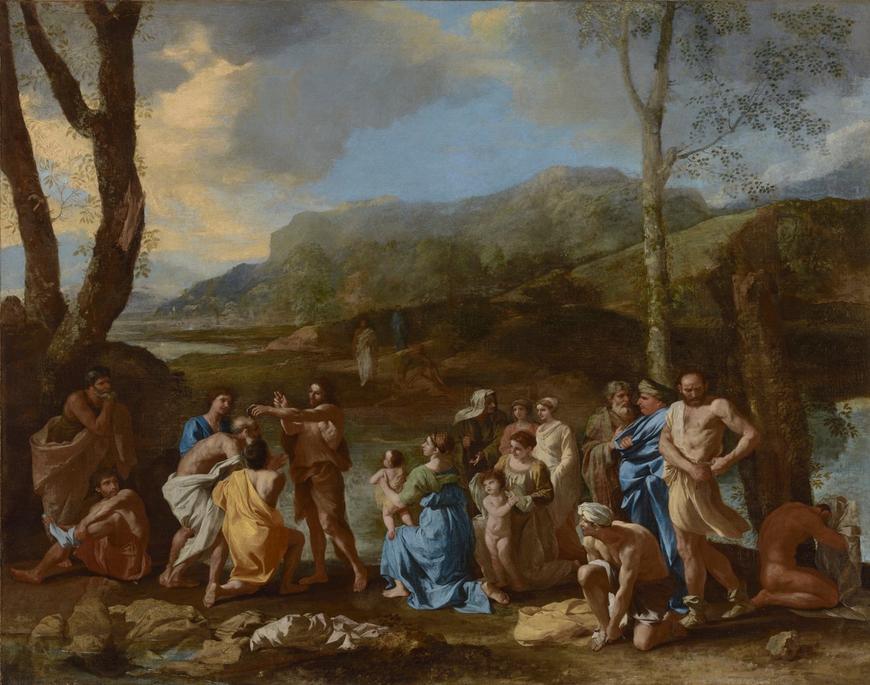 Svatý Jan křtí v řece Jordán, kolem roku 1630 od Nicolas Poussin
