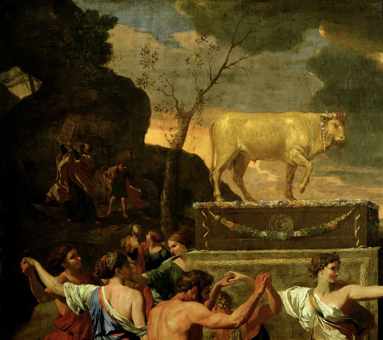 Klanění zlatého telete, před rokem 1634 detail olej na plátně z roku 3738 od Nicolas Poussin