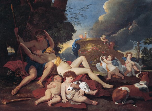 Venuše a Adonis od Nicolas Poussin
