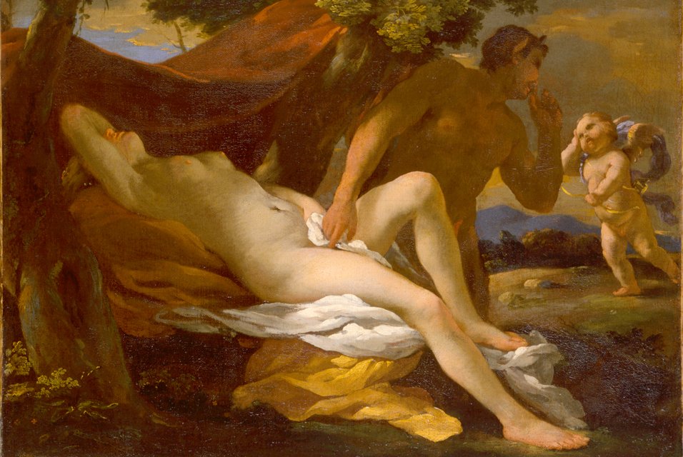 buď Jupiter a Antiope nebo Venuše a Satyr od Nicolas Poussin