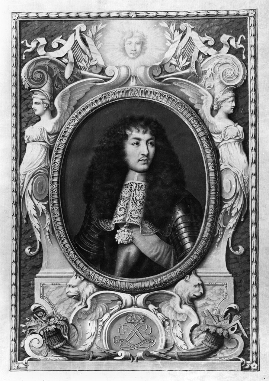 Medailonový portrét Ludvíka XIV. (1638-1715) (wc na pergamenu) od Nicolas Robert
