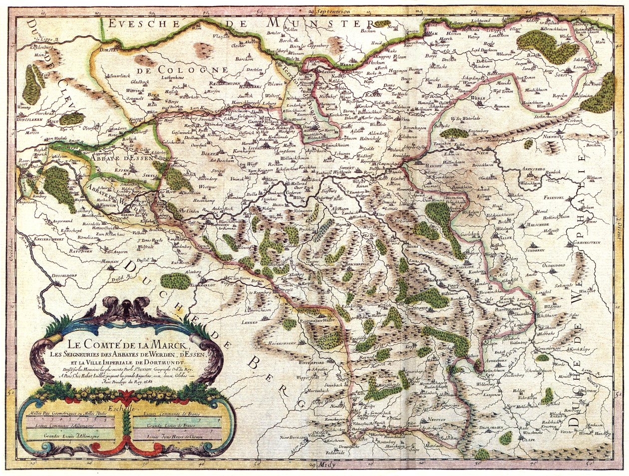 Mapa hrabství Mark od Nicolas Sanson