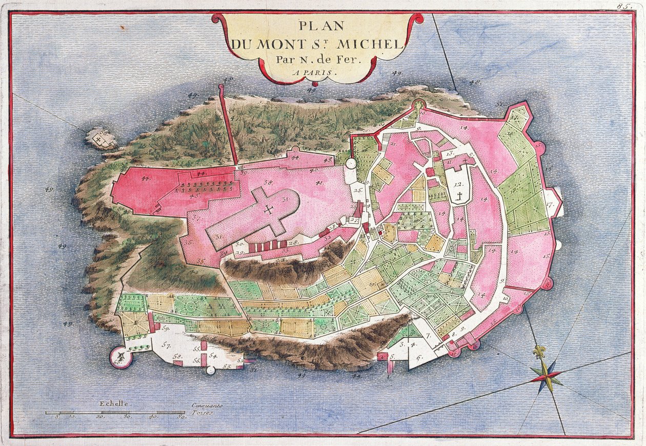 Plán Mont Saint-Michel, 1703 od Nicolas de Fer