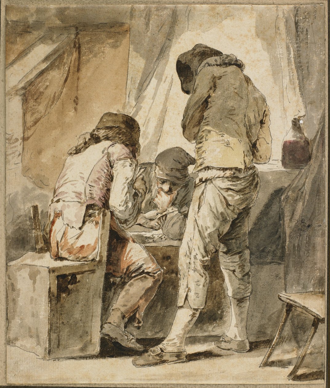 Obtížný pohyb, c. 1781 (pero a černý inkoust, šedý a hnědý mytí, a wc na papíře) od Nicolas Bernard Lepicie