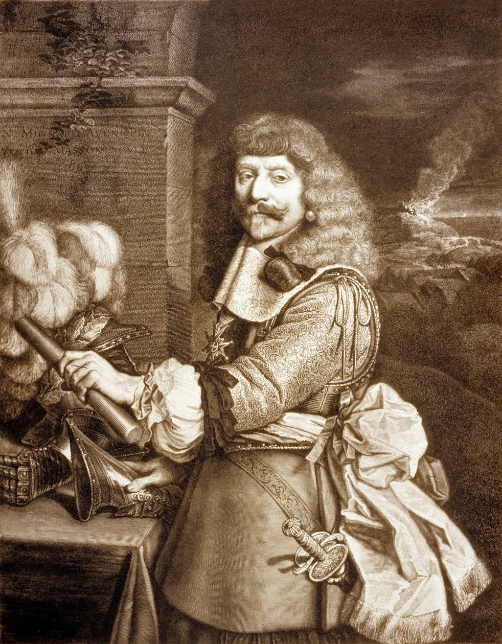 Henri de Lorraine dit Cadet la Perle (1601 1666) hrabě z Harcourt, Armagnac, Brionne a vikomt de Marsan, rytina od Antoina Massona (rytina) od Nicolas (after) Mignard