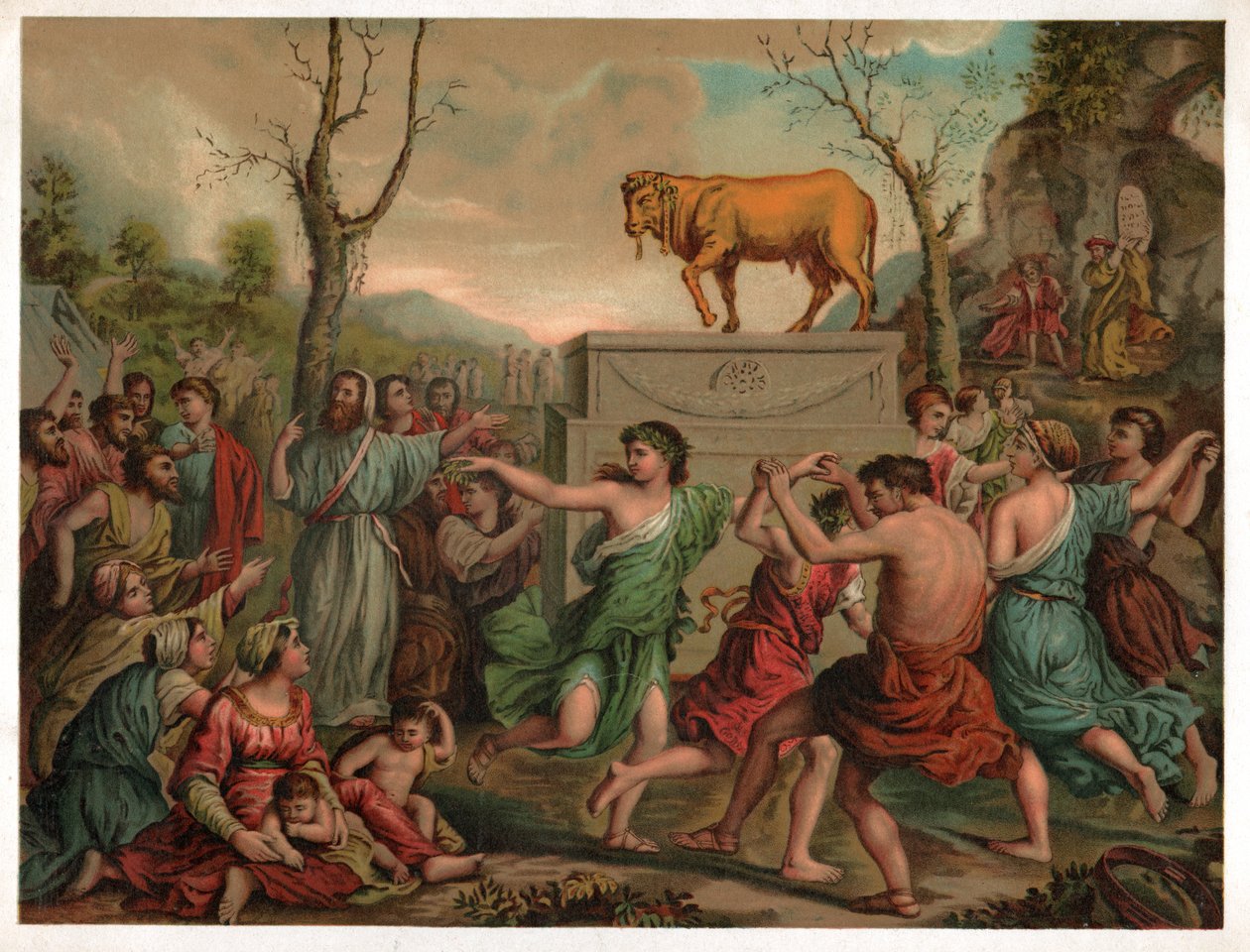 Klanění zlatému teleti. cca 1900 (ilustrace) od Nicolas (after) Poussin
