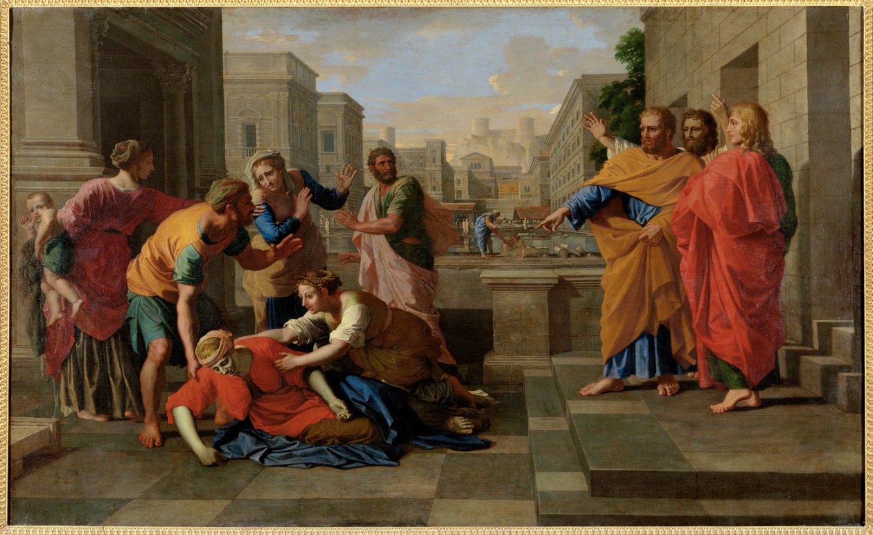 La mort de Saphire - Smrt Saphire ... od Nicolas (attr.to) Poussin