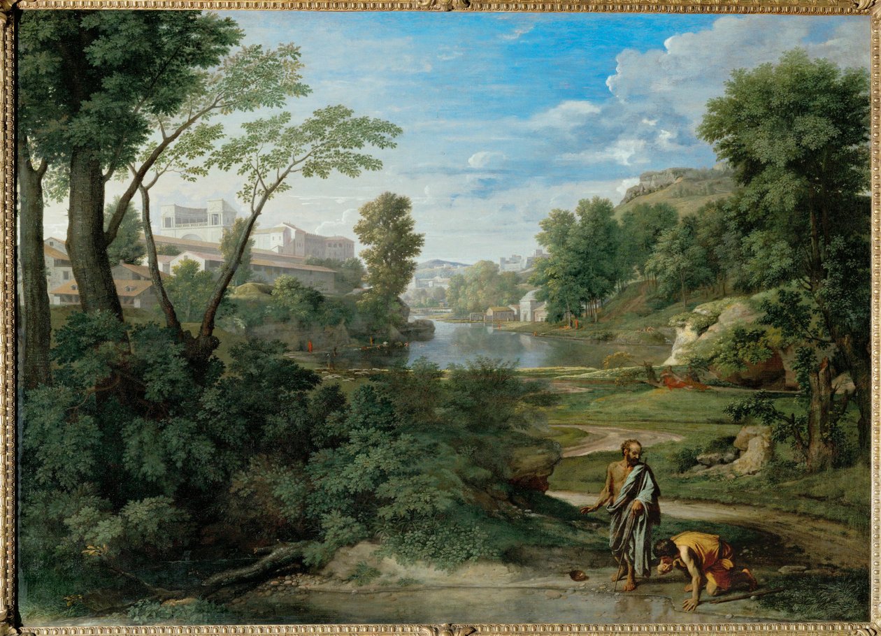 Krajina s Diogenem. Jednoho dne Diogenes uviděl ... od Nicolas (attr.to) Poussin