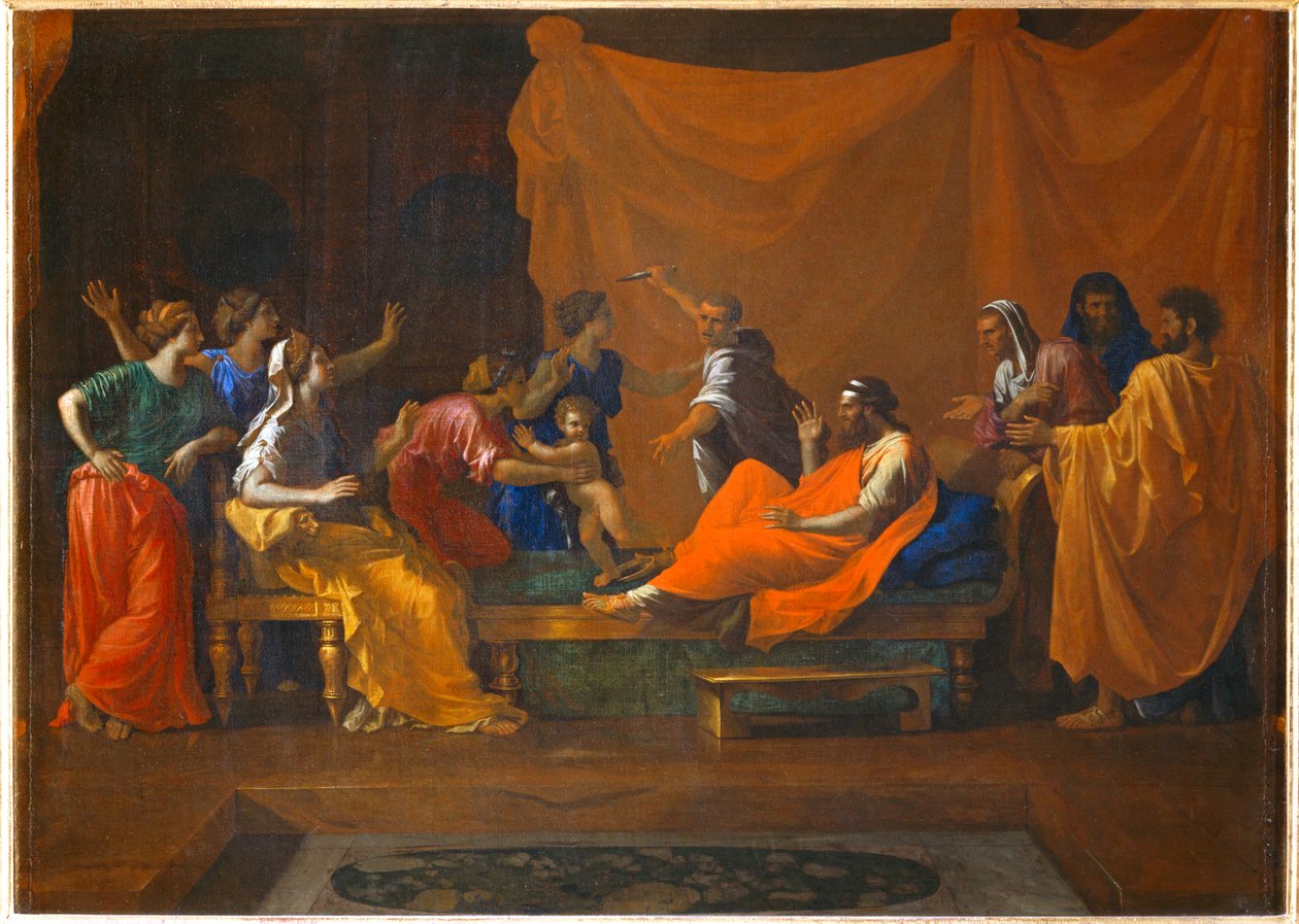 Moise enfant foulant aux pieds la couronne de Pharaon - Kojenec Mojžíš rozšlapal faraonovu korunu... od Nicolas (attr.to) Poussin