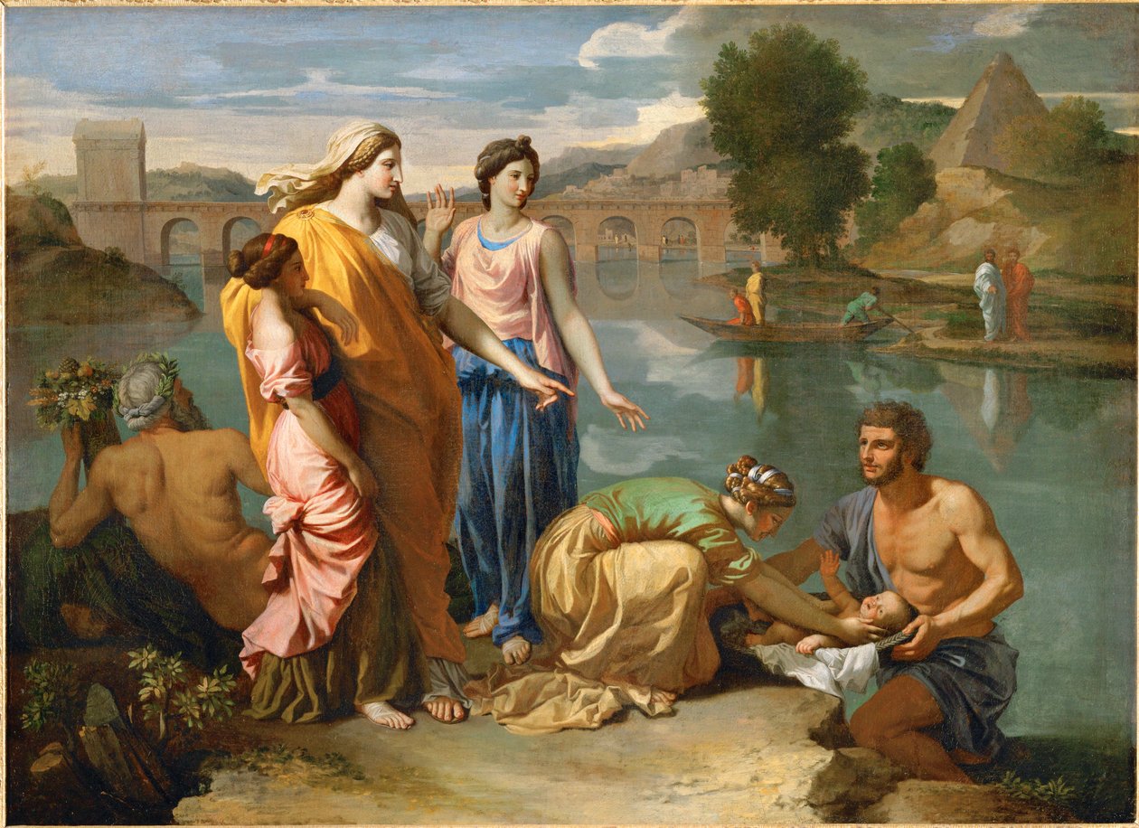 Mojžíše zachránila před záplavami Nilu faraonova dcera... od Nicolas (attr.to) Poussin