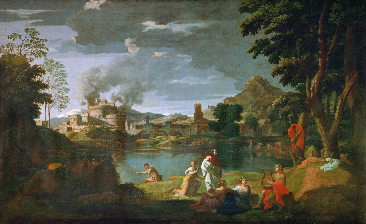 Orfeus a Eurydika ... od Nicolas (attr.to) Poussin