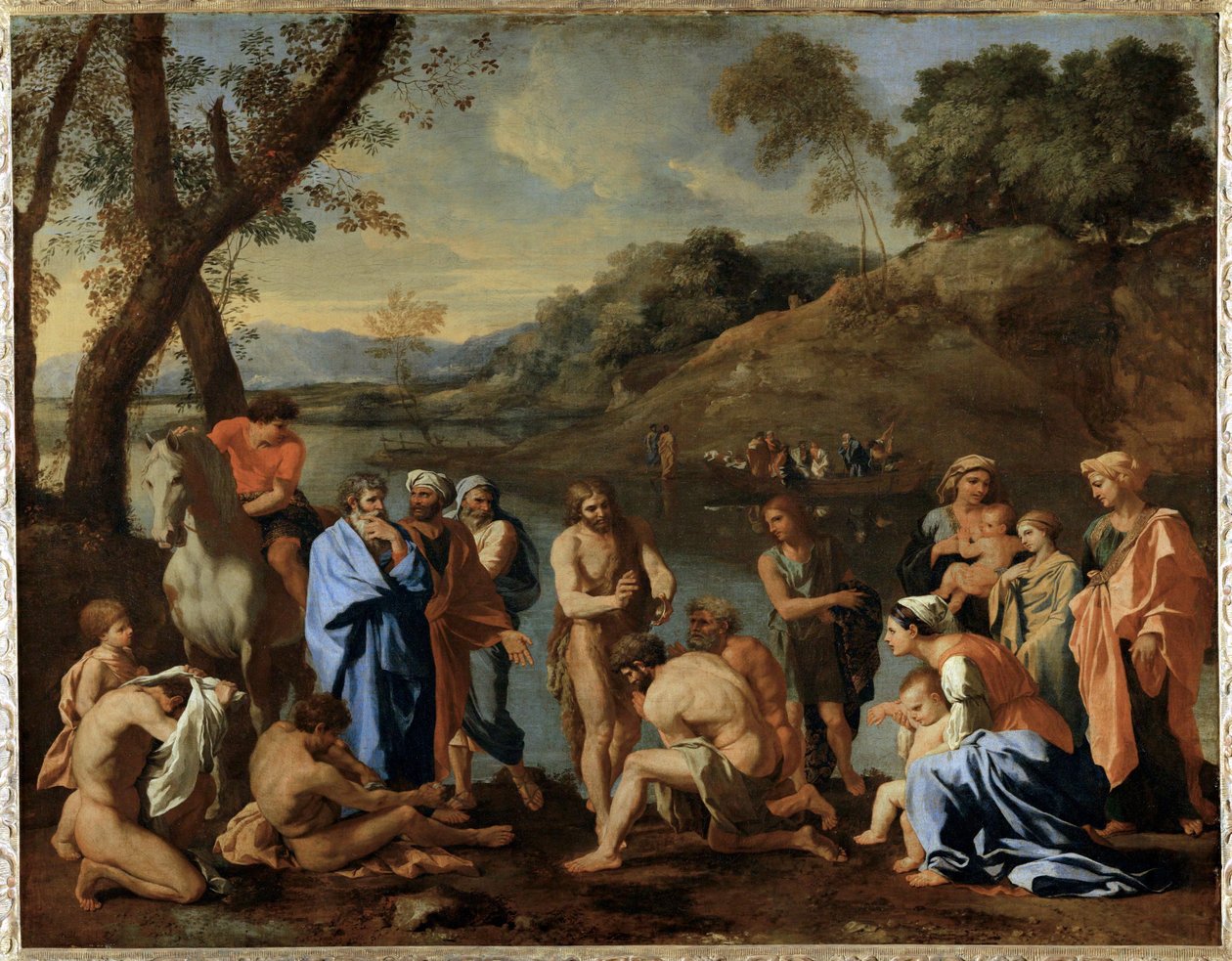 Saint Jean baptisant le peuple - Svatý Jan křtí lid... od Nicolas (attr.to) Poussin