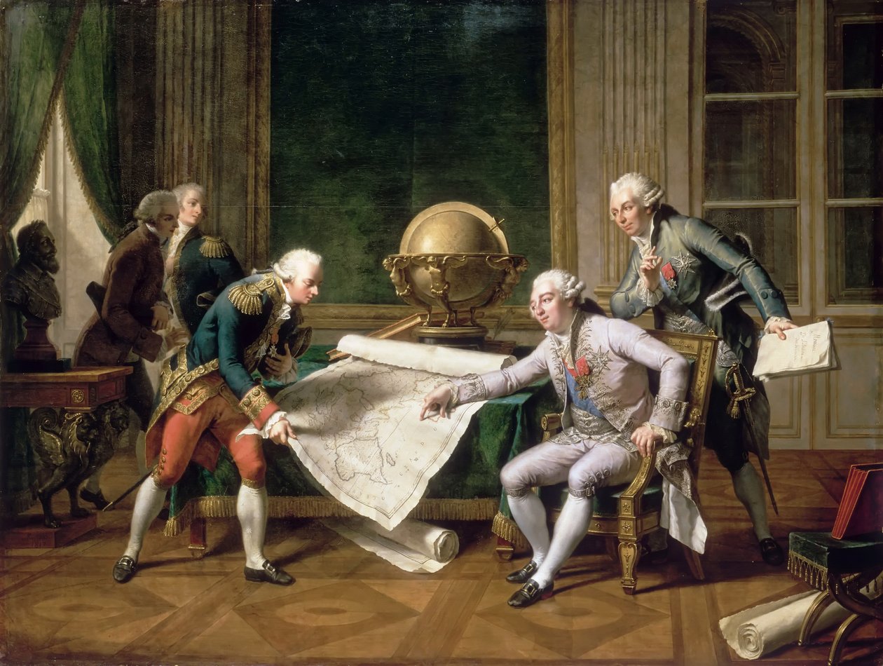 Ludvík XVI. dává pokyny kapitánu La Pérousovi, 29. června 1785 od Nicolas André Monsiaux