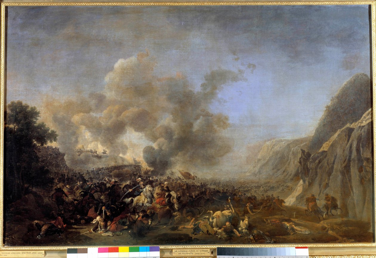 Kampaň (expedice) do Egypta (1798-1801): „“ Bitva o Nazaret, 8. 4. 1799, vítězství vyhrál generál Jean Andoche Junot (Jean-Andoche), vévoda z Abrantes (1771-1813)“ Obraz od Nicolas Taunay (1755-1830) 19. století Sun. 0,92x1,39 m versailles, múza od Nicolas Antoine Taunay