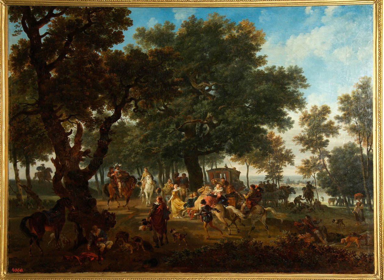""Lovecká skupina francouzského krále Henriho IV. (1553-1610) a jeho suita"" (Henri IV And His Suite Hunting) Malba Nicolase Antoine Taunaye (1755-1830) od Nicolas Antoine Taunay