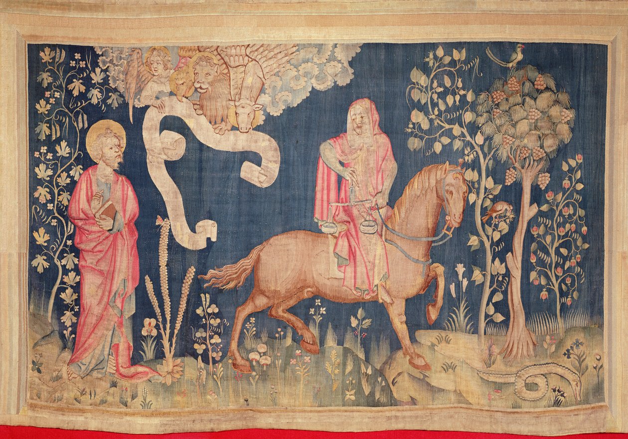 Hladomor na černém koni z Apokalypsy Tapiserie Angers, 1373-87 (tapisérie) od Nicolas Bataille