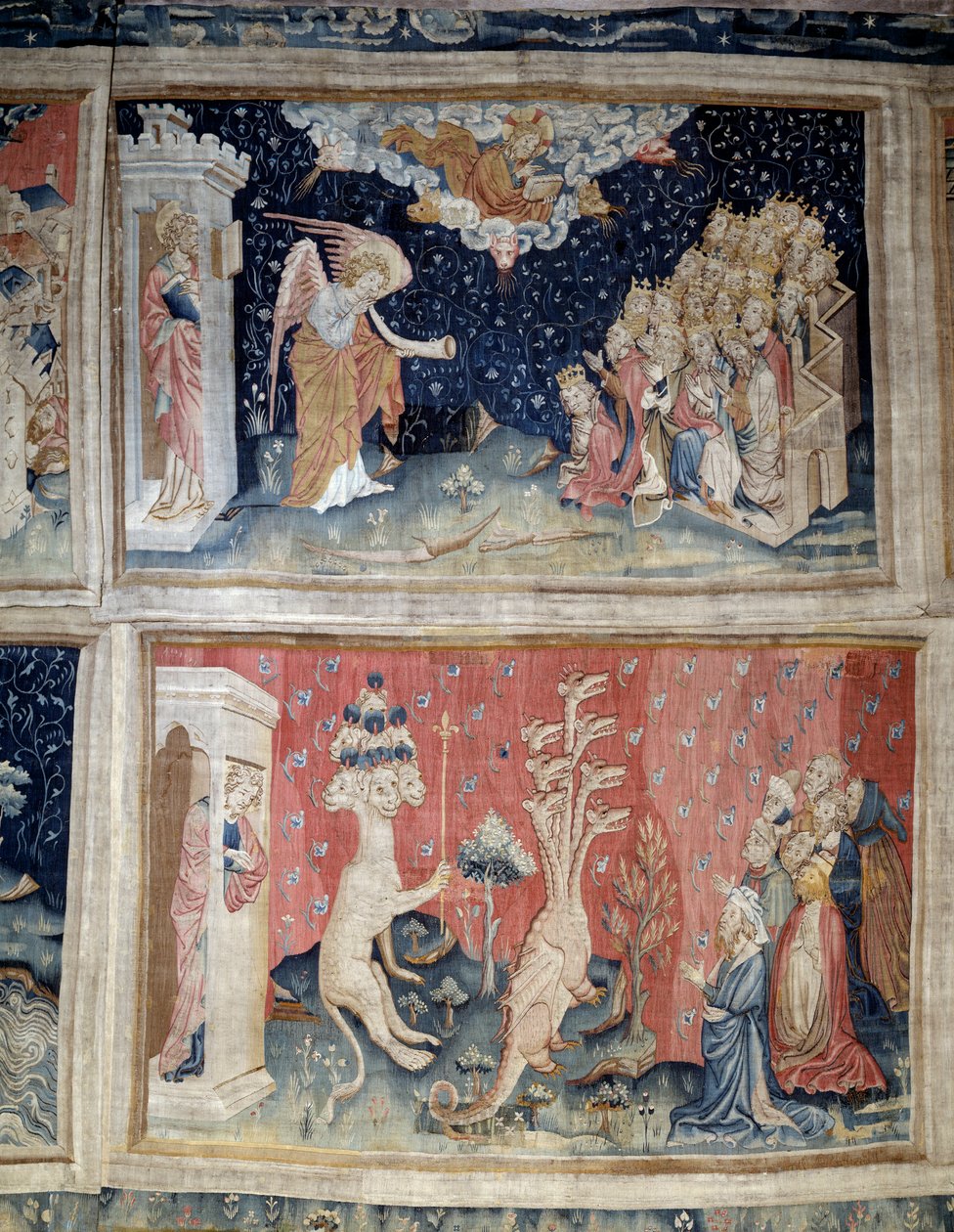 Vising of Revelation (1373-1383), n. 24: sedmá trubka. N. 39: Klanění draka. Tapiserie od Nicolase Bataille (1330-1405) od Nicolas Bataille