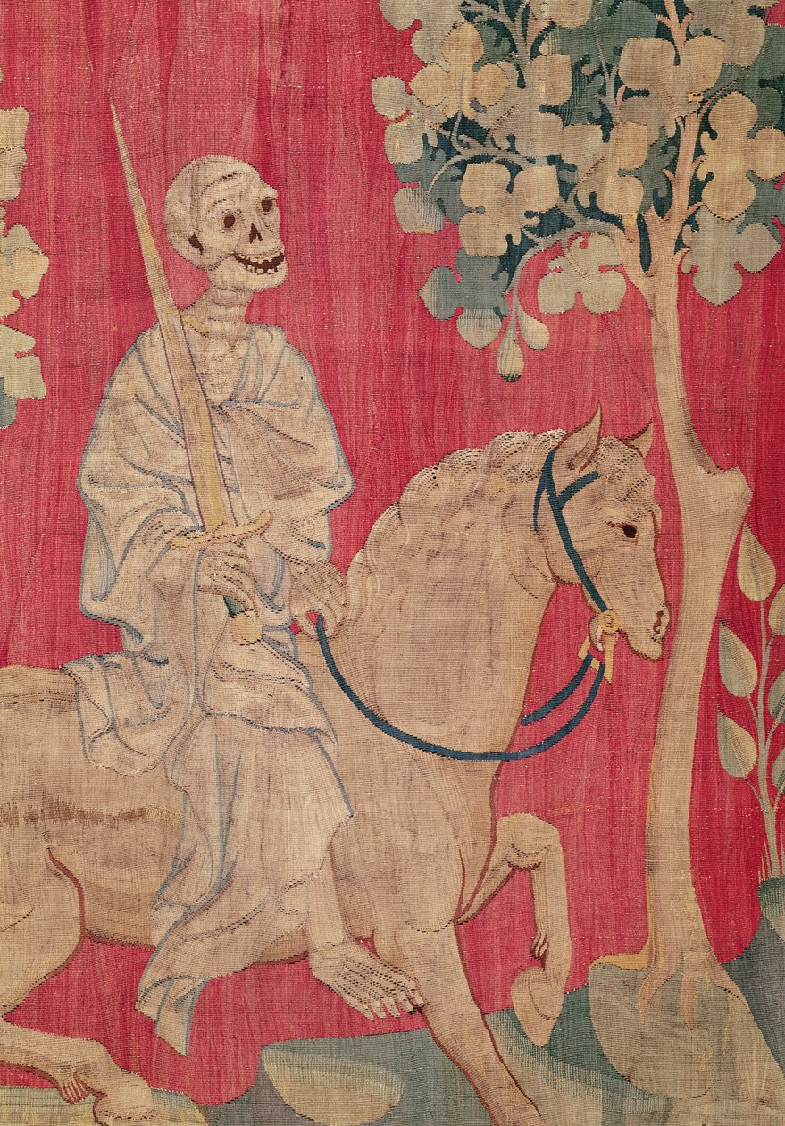 Živý kůň a smrt z tapiserie Apokalypsa z Angers, 1373-87 (tapiserie) od Nicolas Bataille