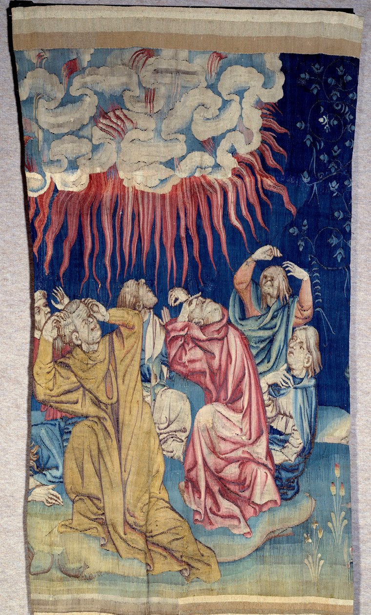 Opona Zjevení (1373 -1383): oheň nebe (tma). Tapiserie od Nicolase Bataille (1330-1405) od Nicolas Bataille