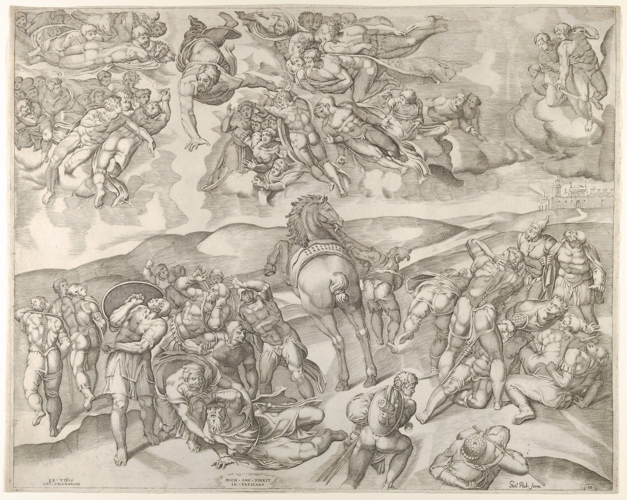 Konverze Saula, z Michelangelovy fresky v Pavlínské kapli ve Vatikánu..., ca. 1545-60. od Nicolas Beatrizet