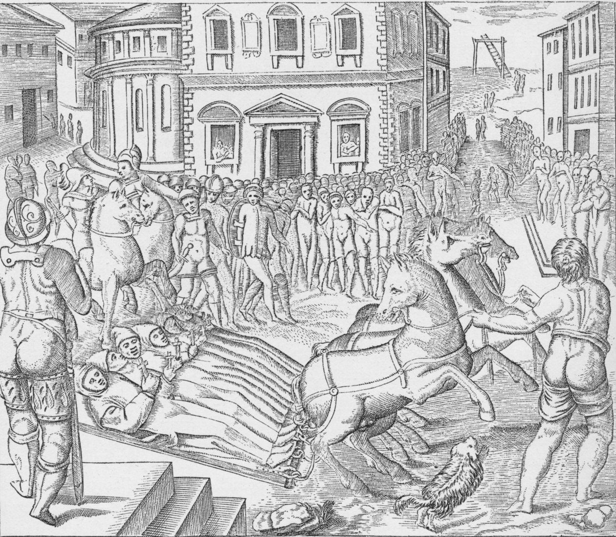 Poprava tří kartuziánských mučedníků, Tyburn, Londýn, 1535 1904 od Nicolas Beatrizet