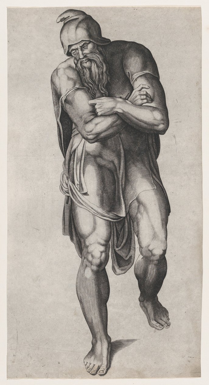 Josef z Arimatie, podle Michelangelovy fresky Ukřižování v Cappella Paolina, V..., 1540-66. od Nicolas Beatrizet