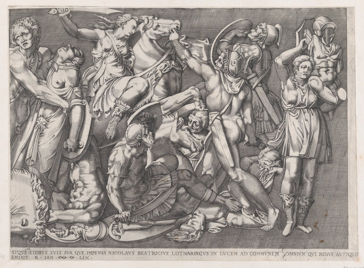Mirror of Roman Magnificence: Battle of the Amazons, 1559., 1559. od Nicolas Beatrizet