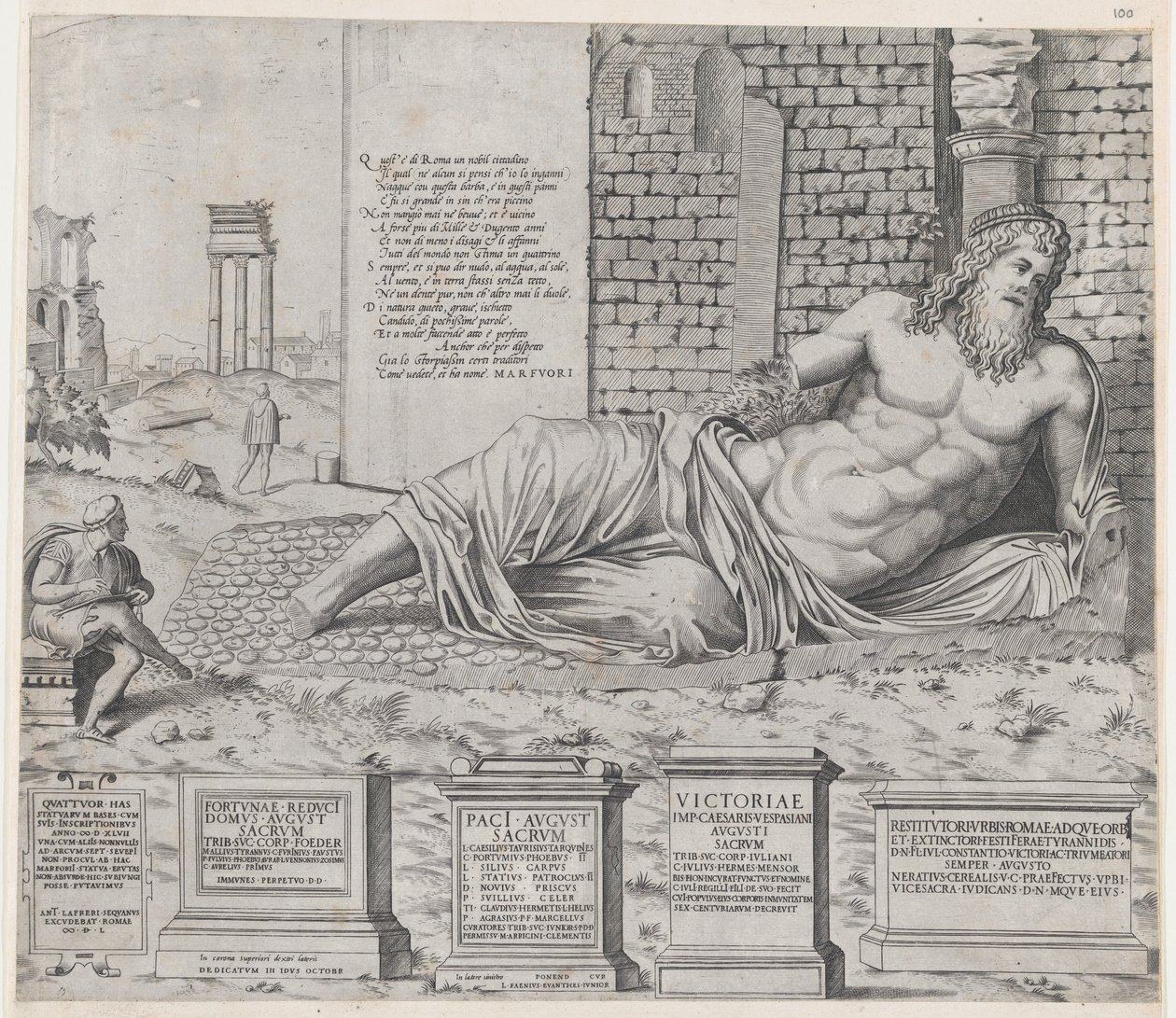 Zrcadlo římské velkoleposti: Marforius, 1550., 1550. od Nicolas Beatrizet.