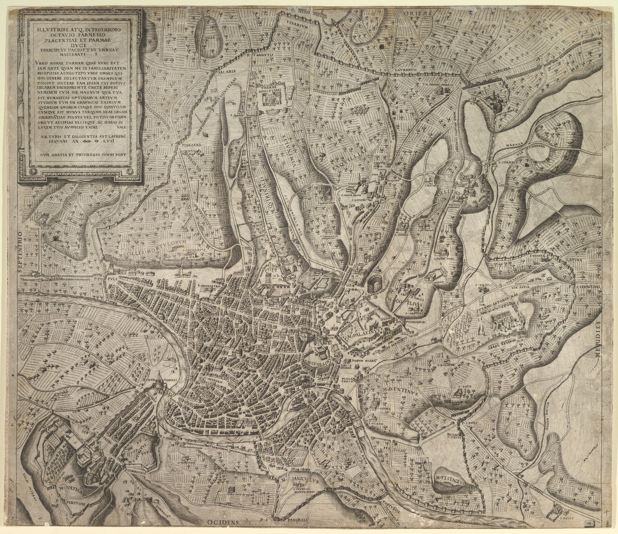Zrcadlo římské velkoleposti: Pohled na Řím od západu, 1557. od Nicolas Beatrizet