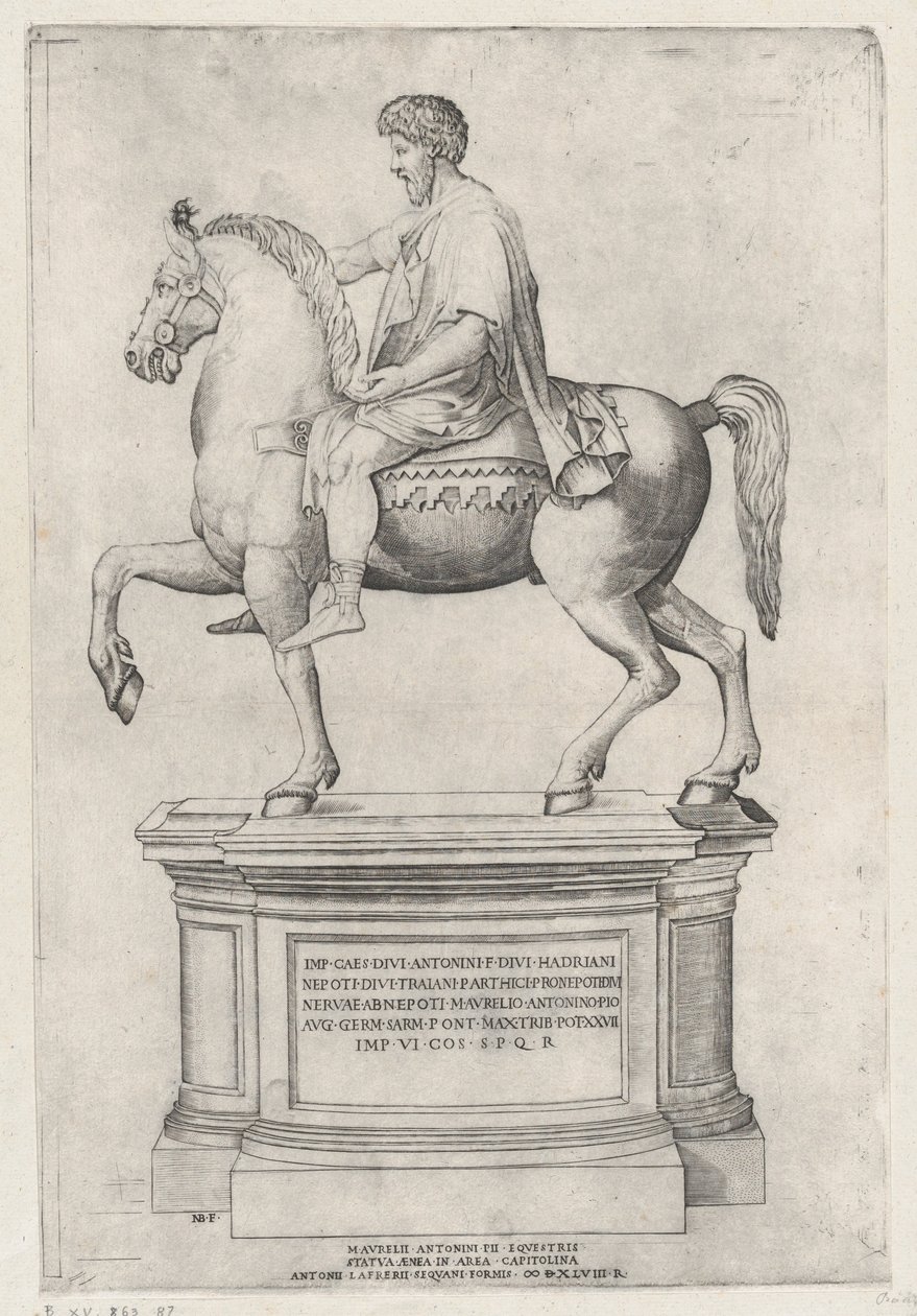 Jezdecká socha Marka Aurelia na Kapitolu, 1548, 1548. od Nicolas Beatrizet