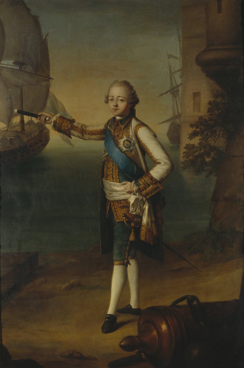 Portrét velkovévody Pavla Petroviče 1754-1801 v uniformě admirála, 1769 od Nicolas Benjamin Delapierre