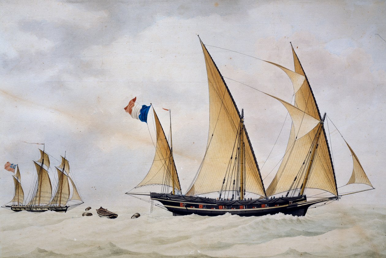 Santo Stefano di Laigueglia xebec je pronásledován anglickým lupičem od Nicolas Cammillieri