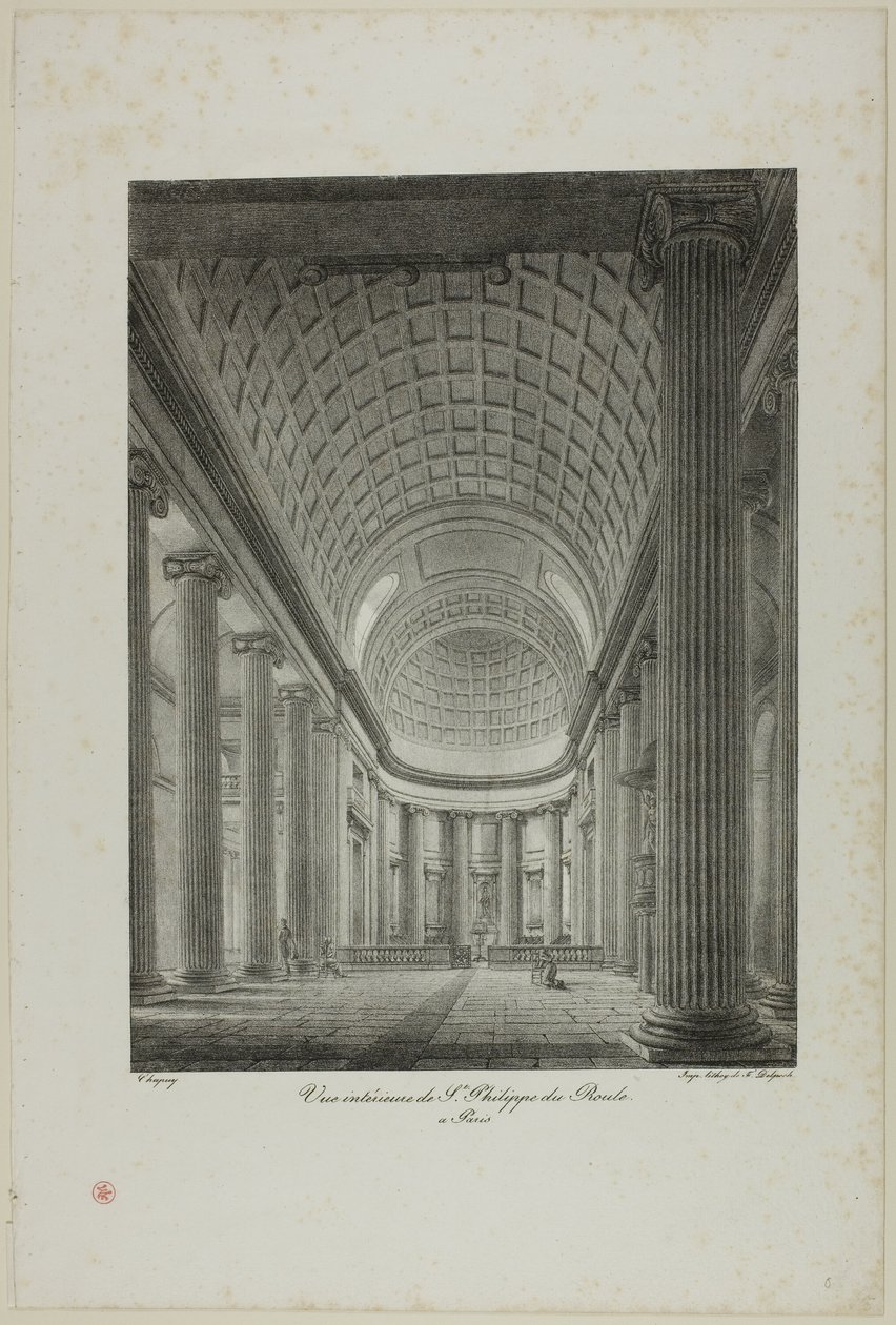Pohled do interiéru kostela St. Philippe du Roule, Paříž od Nicolas Chapuy