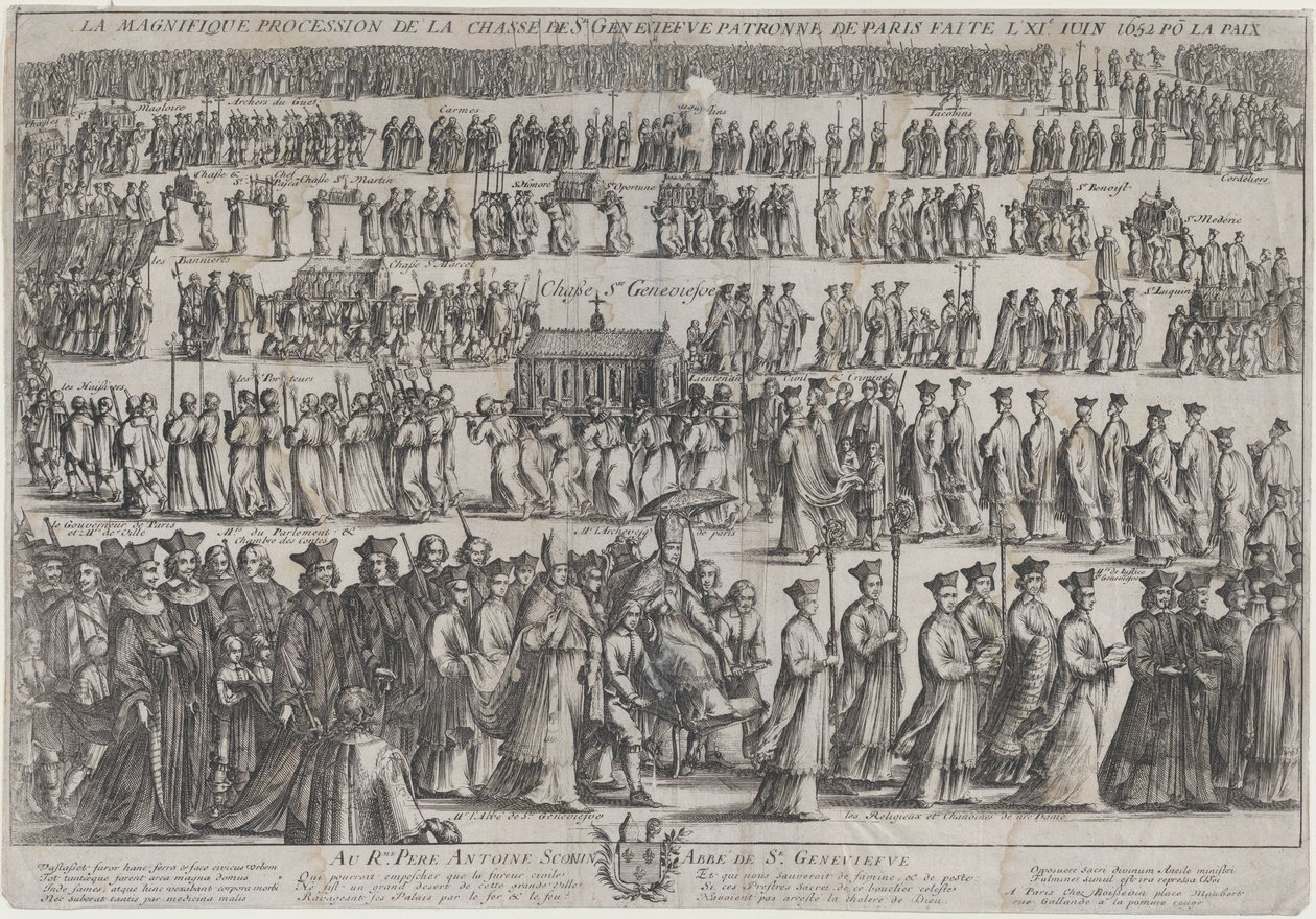 Průvod rakve svaté Genevieve s duchovními a laiky pochodujícími v šesti řadách..., 1652. od Nicolas Cochin
