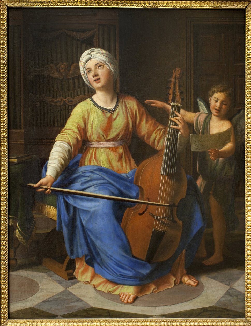 Svatá Cecile. Obraz Nicolase Colombela (1646-1717), olej na dřevě. Francouzské umění 17.-18. století. Musee des Beaux Arts de Rouen. od Nicolas Colombel