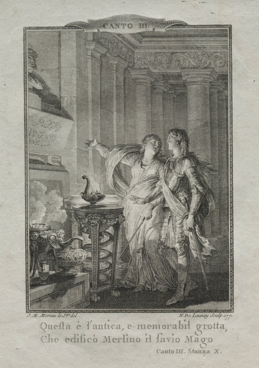 V jeskyni Merlin, kouzelník, 1771. od Nicolas Delaunay