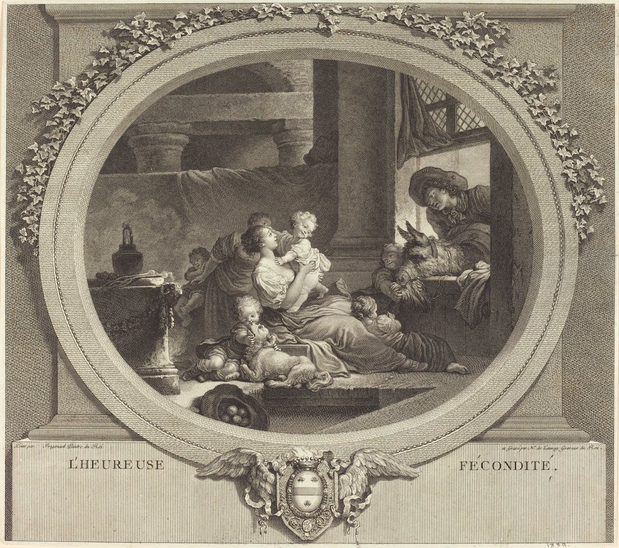Šťastná plodnost od Nicolas Delaunay after Jean Honoré Fragonard