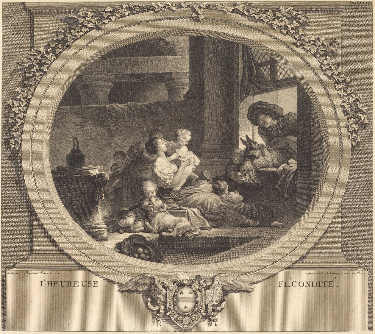 Šťastná plodnost od Nicolas Delaunay after Jean Honoré Fragonard