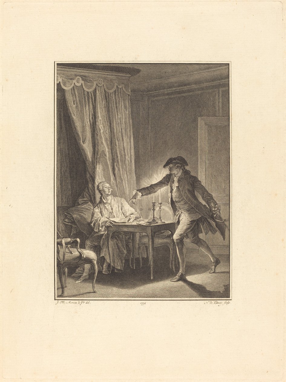 Ach! Mladý muž tvému ​​dobrodinci od Nicolas Delaunay after Jean Michel Moreau