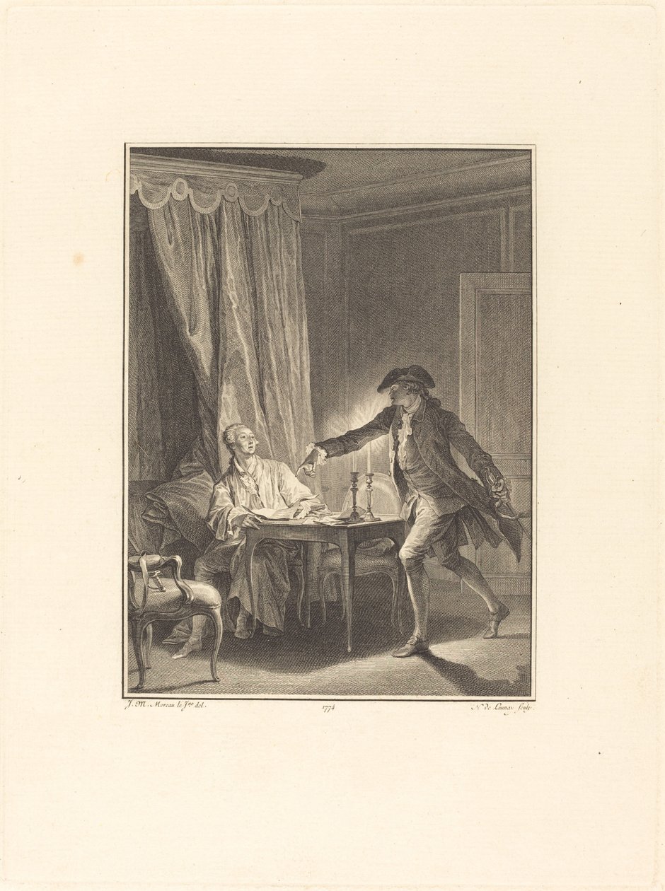 Ach! Mladý muž tvému ​​dobrodinci od Nicolas Delaunay after Jean Michel Moreau