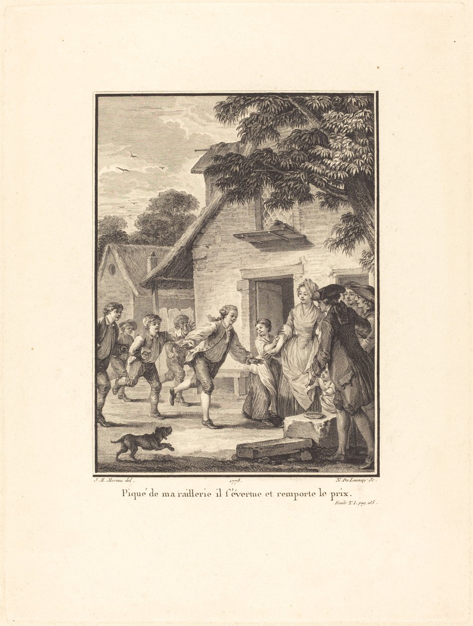 Ohromen mým výsměchem usiluje a vyhrává cenu od Nicolas Delaunay after Jean Michel Moreau