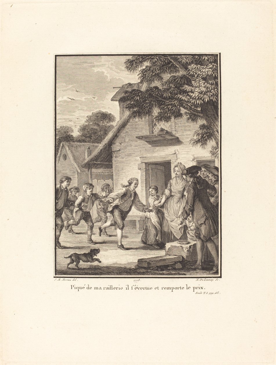 Ohromen mým výsměchem usiluje a vyhrává cenu od Nicolas Delaunay after Jean Michel Moreau