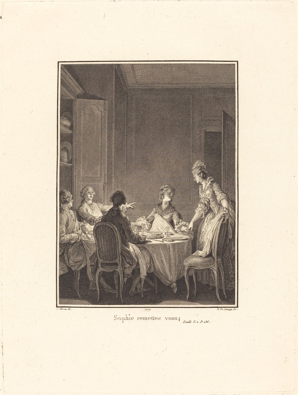 Sophie, přemýšlejte od Nicolas Delaunay after Jean Michel Moreau