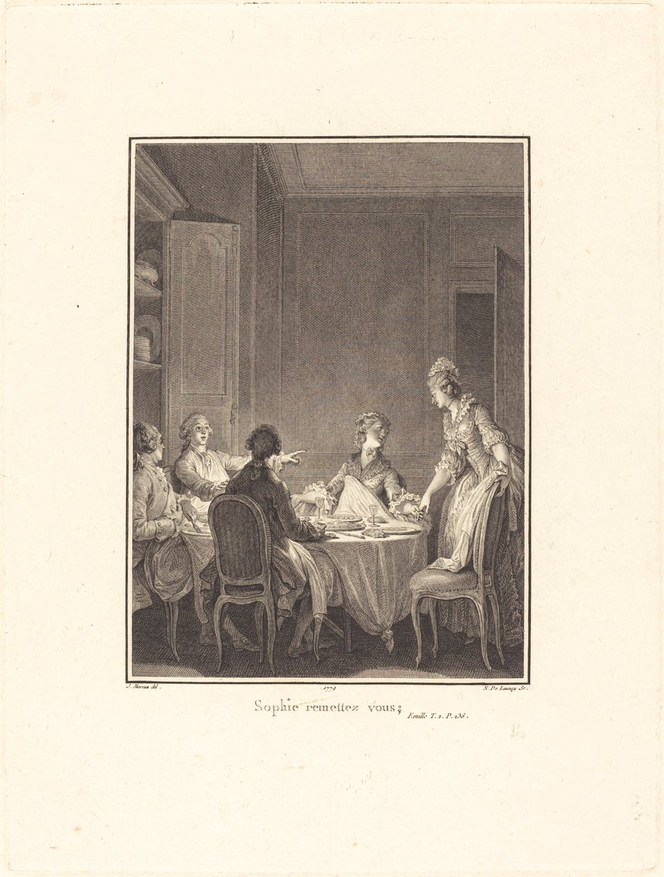 Sophie, přemýšlejte od Nicolas Delaunay after Jean Michel Moreau