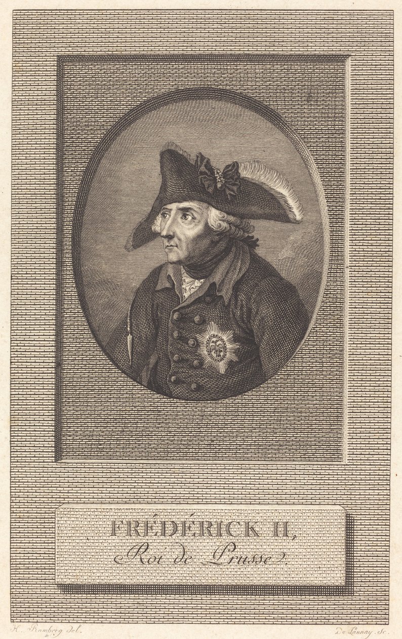 Fridrich Veliký, král pruský od Nicolas Delaunay after Johann Heinrich Ramberg