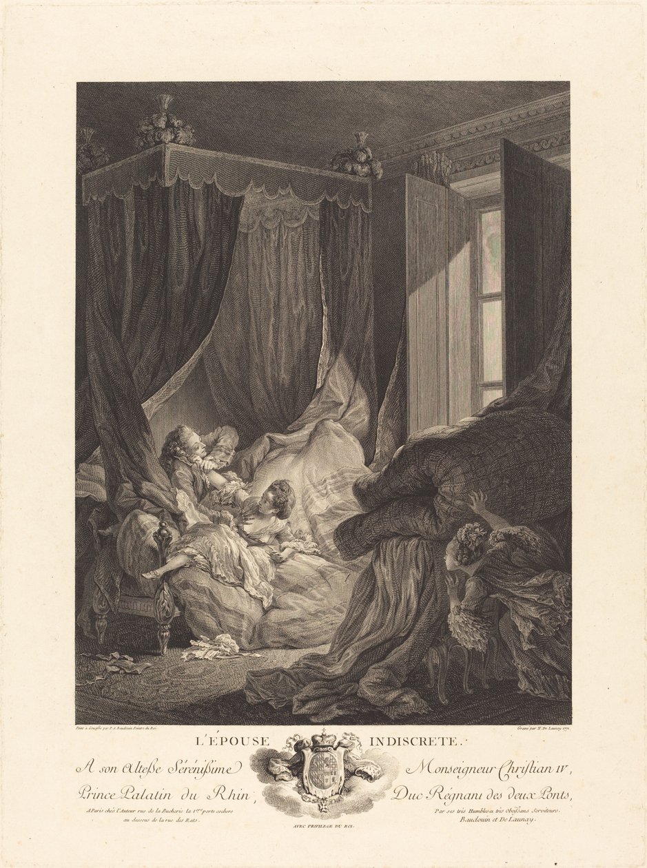 Indiskrétní manželka od Nicolas Delaunay after Pierre Antoine Baudouin