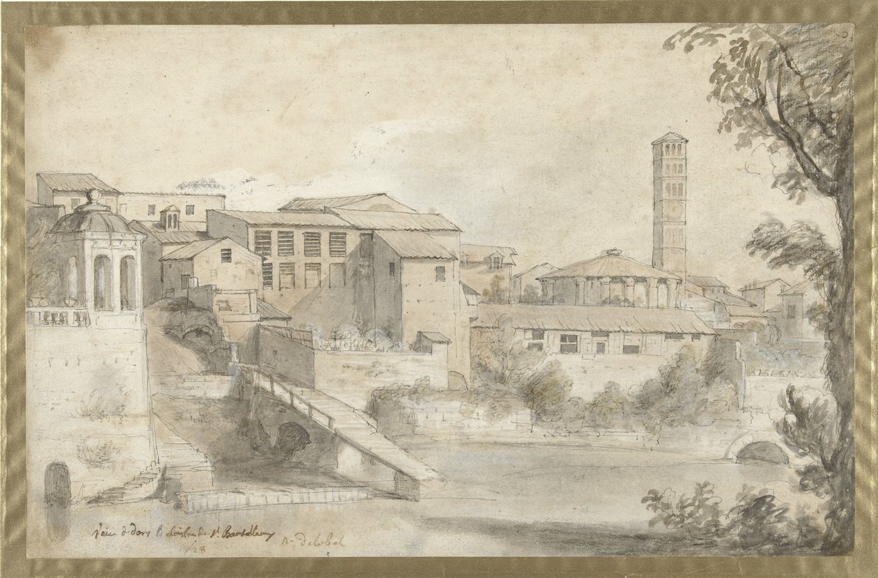 Ostrov Tiber s klášterem San Bartolommeo od Nicolas Delobel