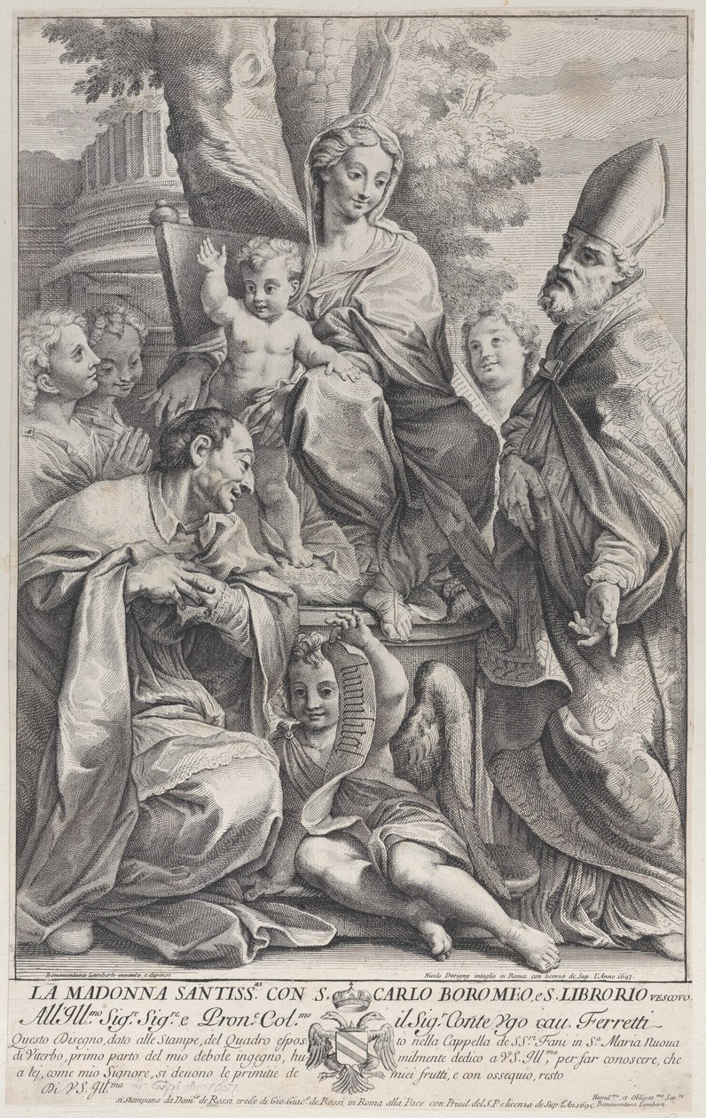 Panna a dítě se svatým Liborem a Carlem Boromejským, 1693-95., 1693-95. od Nicolas Dorigny