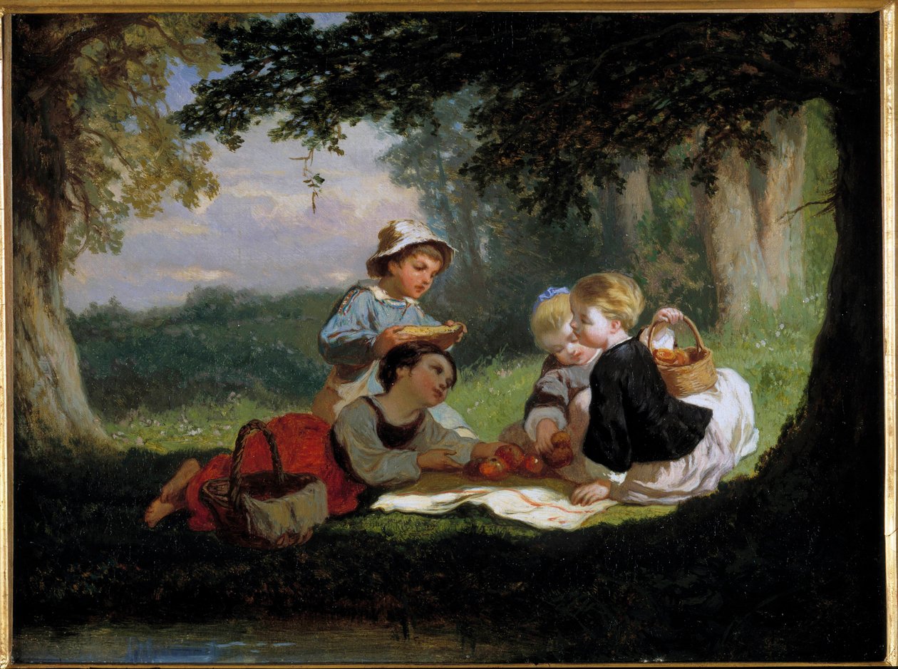Obraz Le Gouter Champetre od Nicolase Gabea (1814-1865) Soukromá sbírka z 19. století od Nicolas Edward Gabe