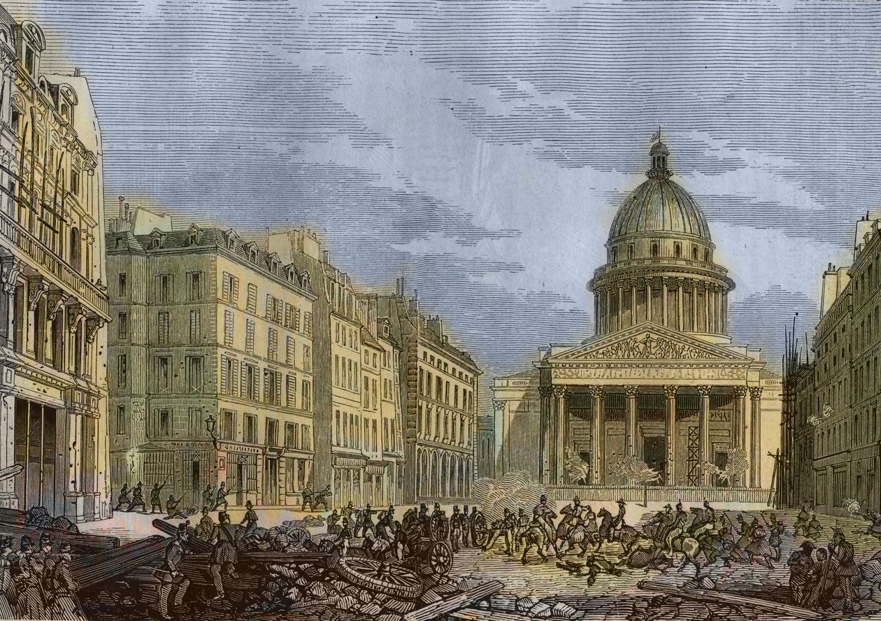 Obléhání Pantheonu, 24. června 1848 – Revoluce roku 1848 v Paříži. Útok Pantheonu, 24. června Rytina podle obrazu N.E. Gabe. od Nicolas Edward Gabe